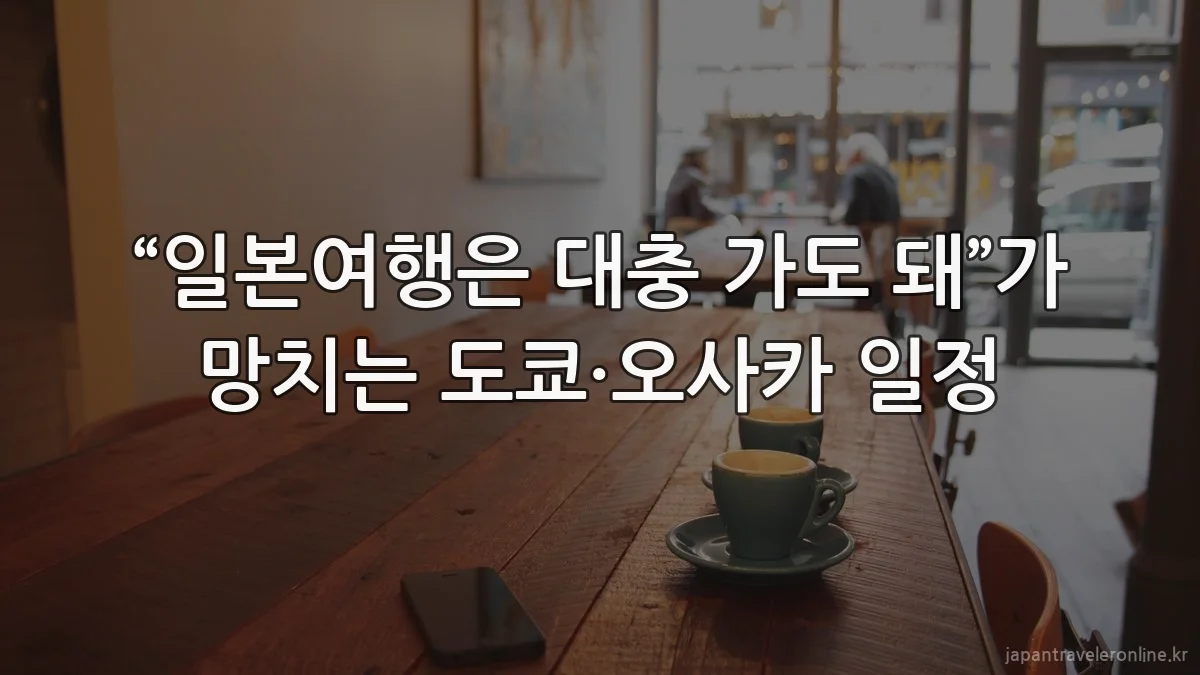 “일본여행은 대충 가도 돼”가 망치는 도쿄·오사카 일정