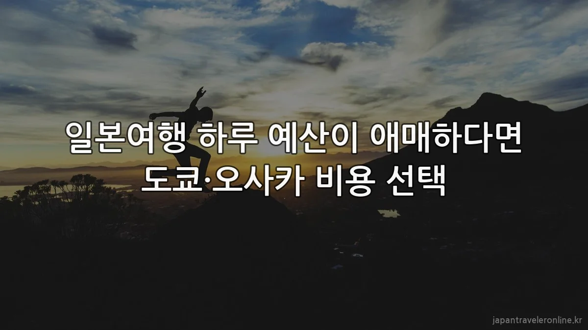 일본여행 하루 예산이 애매하다면 도쿄·오사카 비용 선택