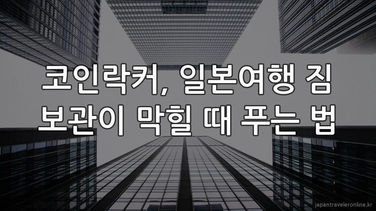 코인락커, 일본여행 짐 보관이 막힐 때 푸는 법