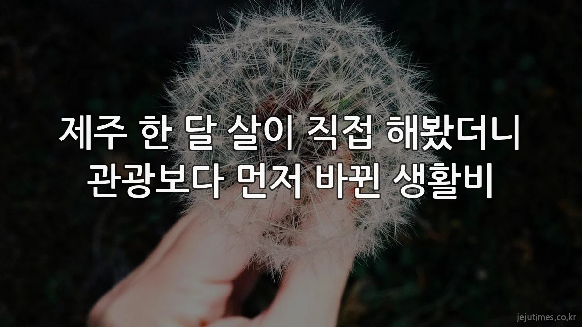 제주 한 달 살이 직접 해봤더니 관광보다 먼저 바뀐 생활비