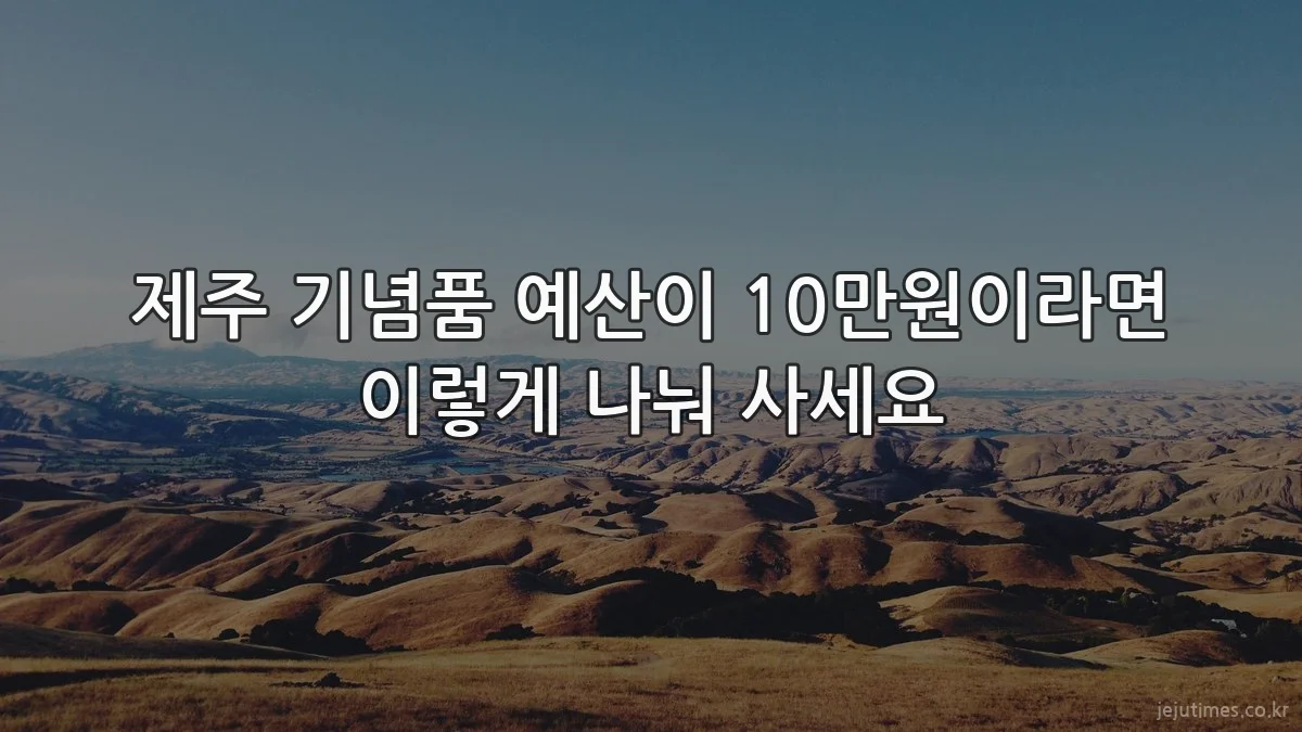 제주 기념품 예산이 10만원이라면 이렇게 나눠 사세요