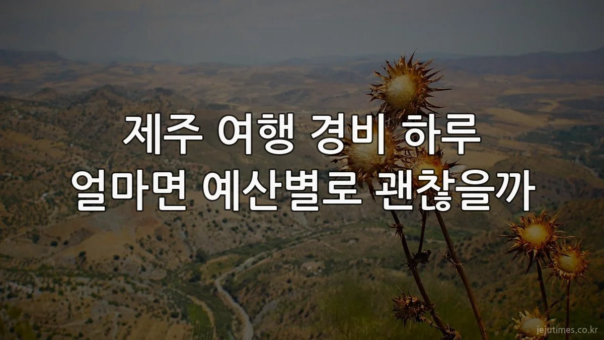 제주 여행 경비 하루 얼마면 예산별로 괜찮을까