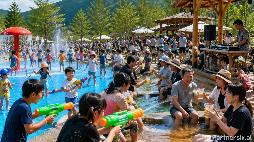 마이산서 즐기는 시원한 족욕과 물총놀이