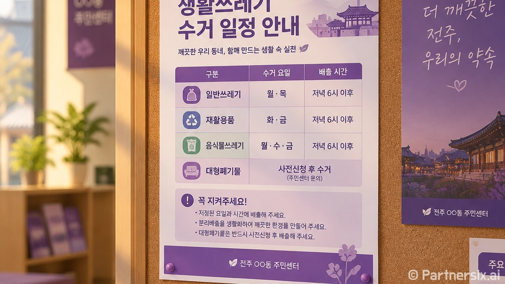 추석 연휴 전주시 생활쓰레기 수거 일정 안내