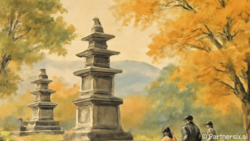 천년 석탑과 가을 코스모스, 강진 월남사지 산책