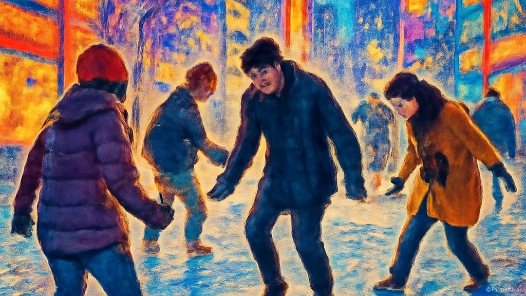 겨울 아침 빙판길 …