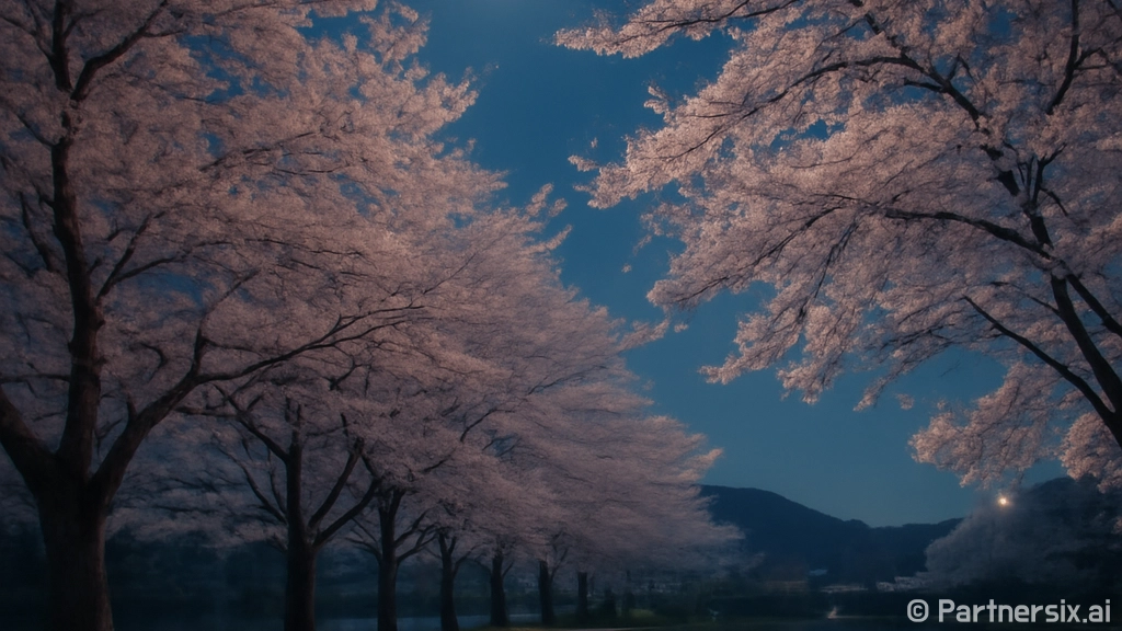 전남 벚꽃길, 봄밤…