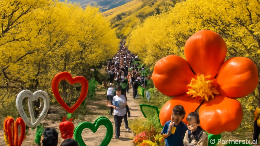 노란 산수유꽃길, …