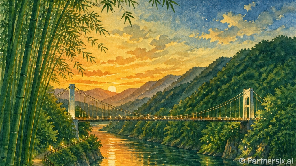 곡성 대황강 출렁다리 석양과 야경 명소