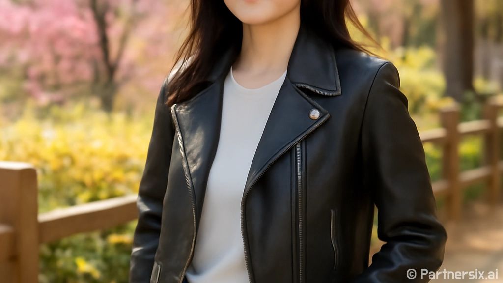 한지민 스타일로 가죽 자켓을 활용하여 봄룩 완성하는 방법