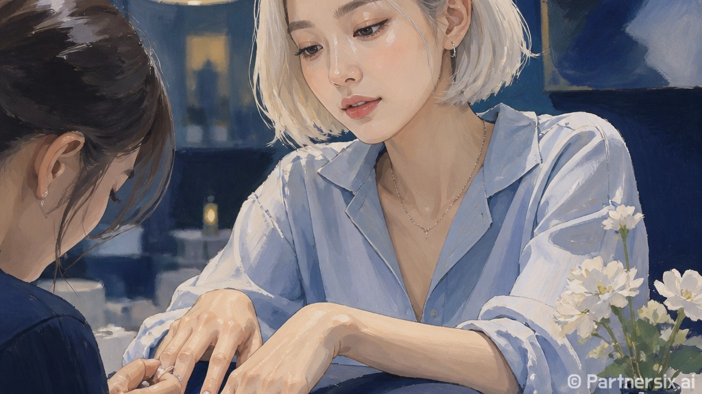 한소희 탈색 단발에 스카이블루 블라우스까지, 손끝 색을 바꿔본 현장 후기