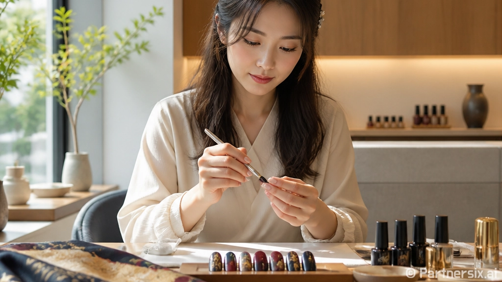 안셀 엘고트 기모노 무드로 네일을 잡아봤더니 손끝이 훨씬 오래 예뻤다