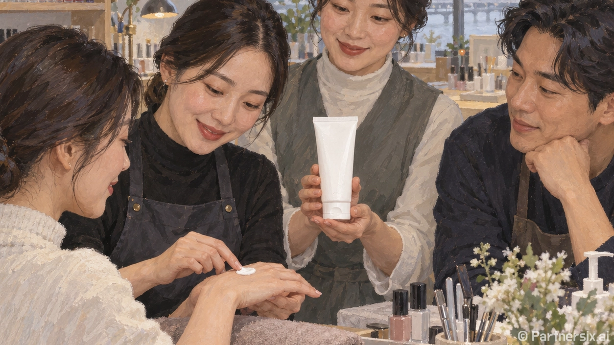 다이소 미백크림을 손님 손에 발라보고 느낀 진짜 사용감