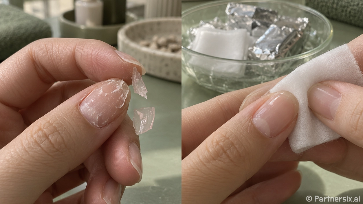 셀프 네일 제거, 급하게 뜯은 손님과 천천히 불린 손님의 차이
