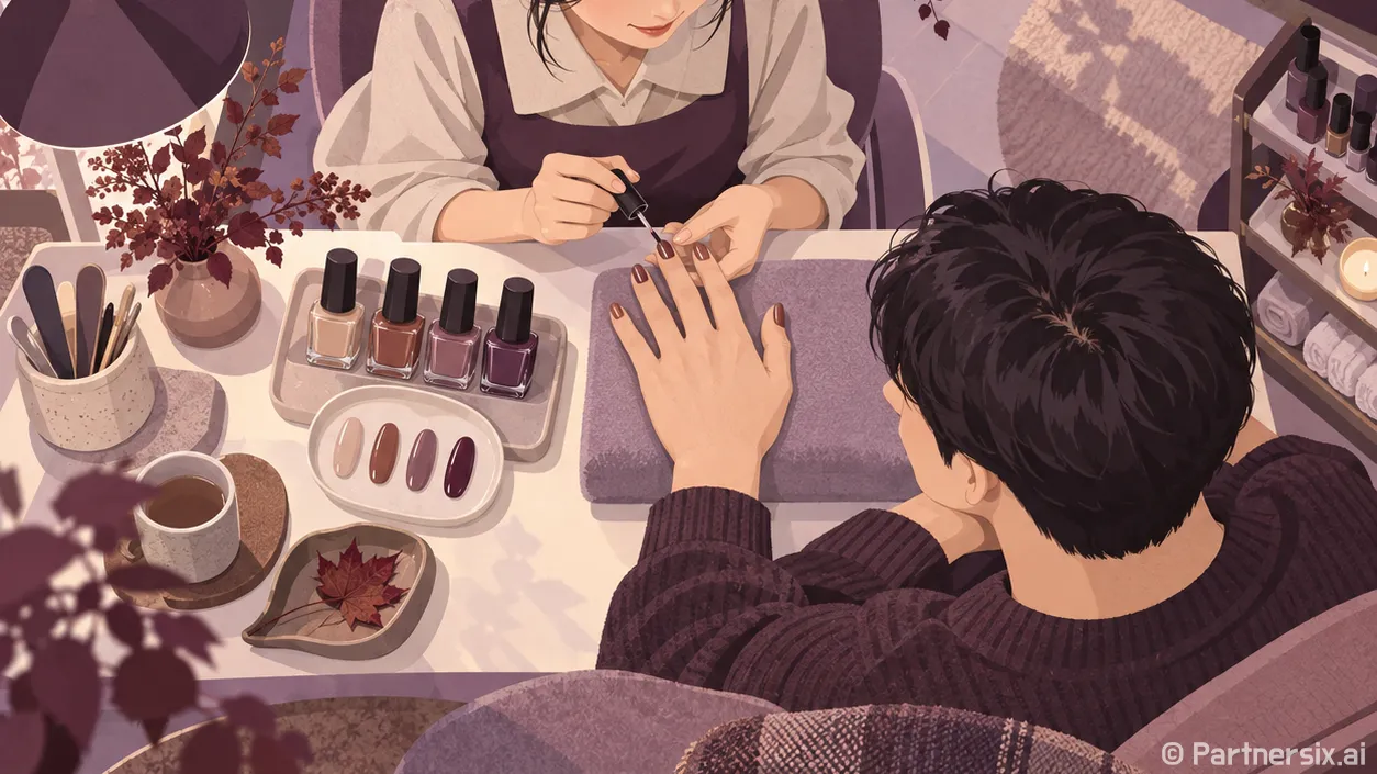 가을네일컬러를 손님…