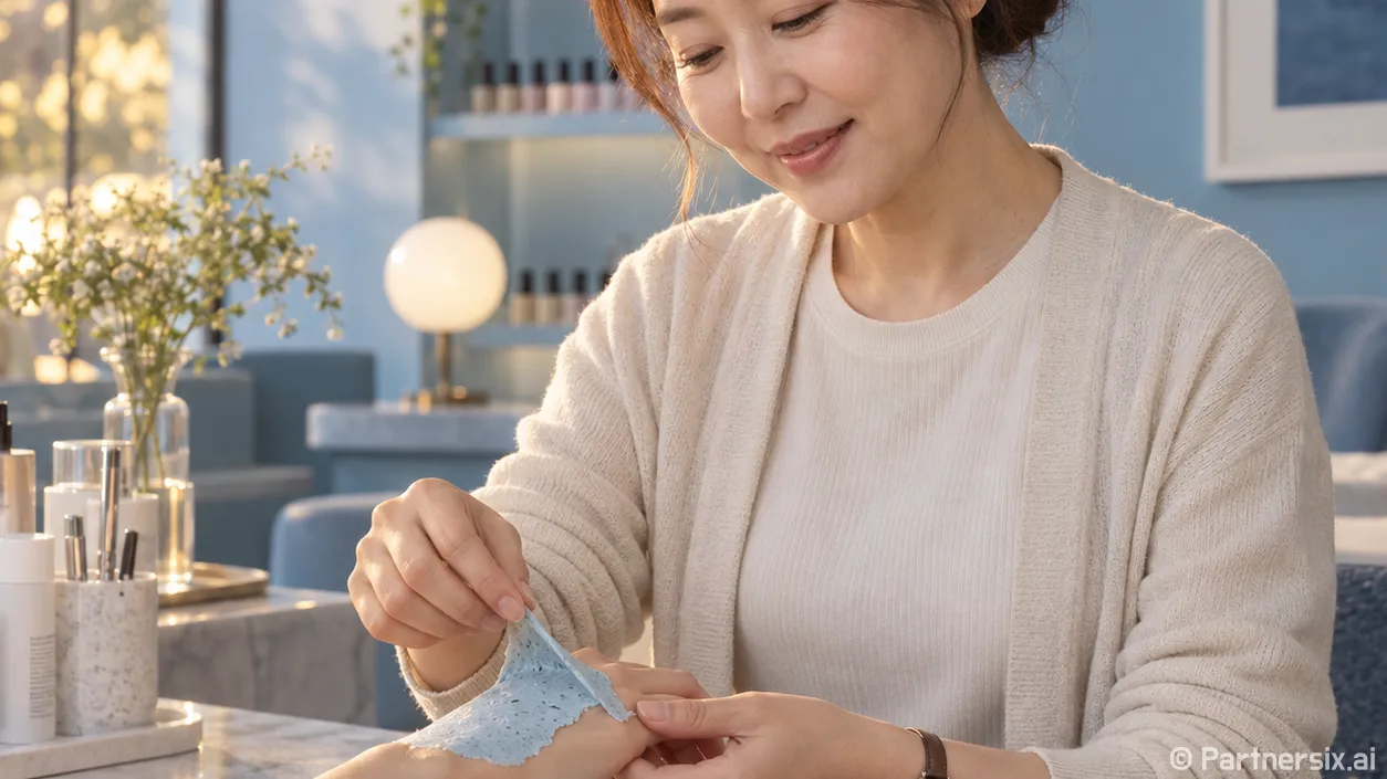 모공 관리 팩을 손…
