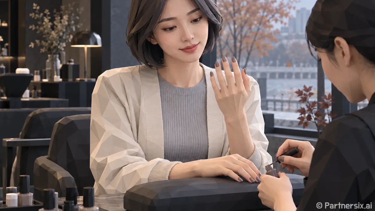 다크애쉬 염색한 손님을 보고 네일 컬러를 바꿨다