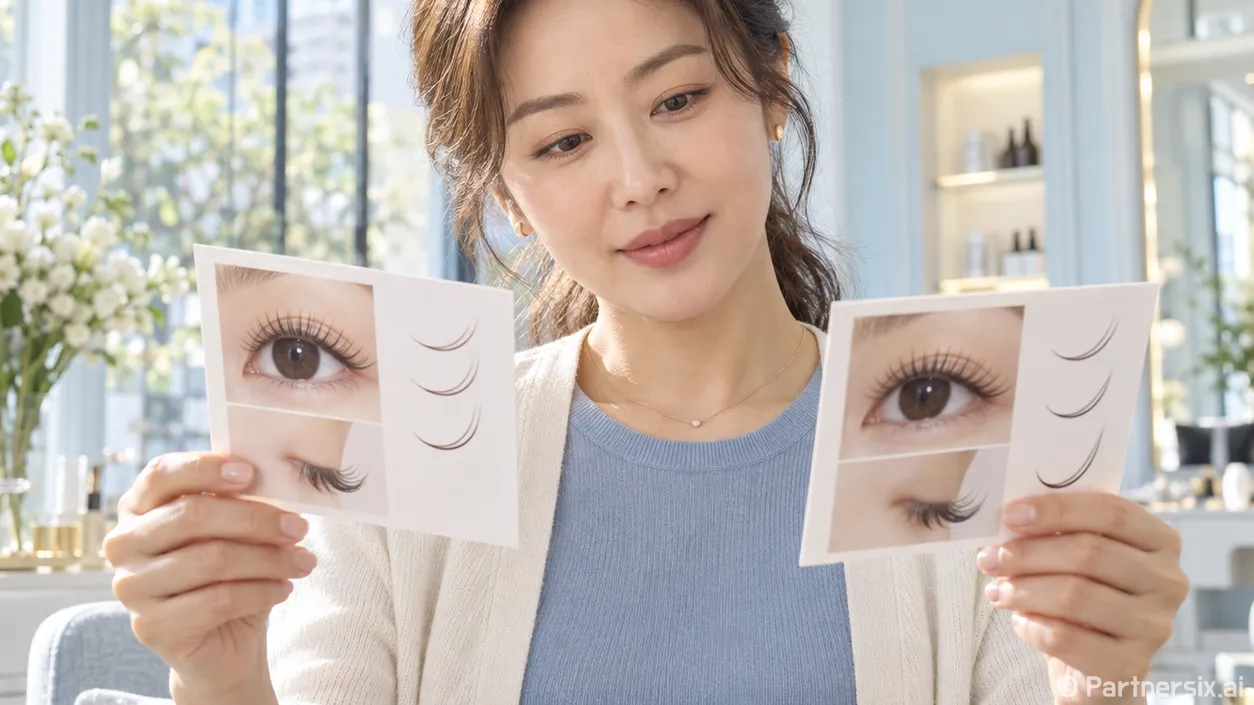 속눈썹펌 종류를 묻던 손님과 컬 사진을 다시 봤다