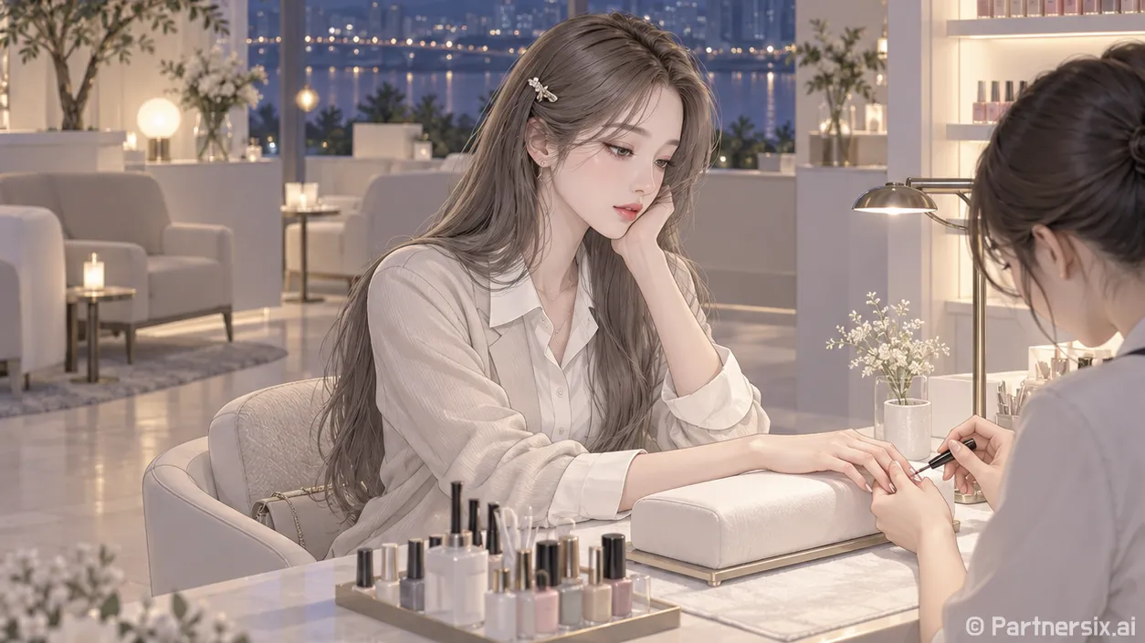 애쉬 염색 컬러로 바꾼 손님 손끝까지 달라 보였다