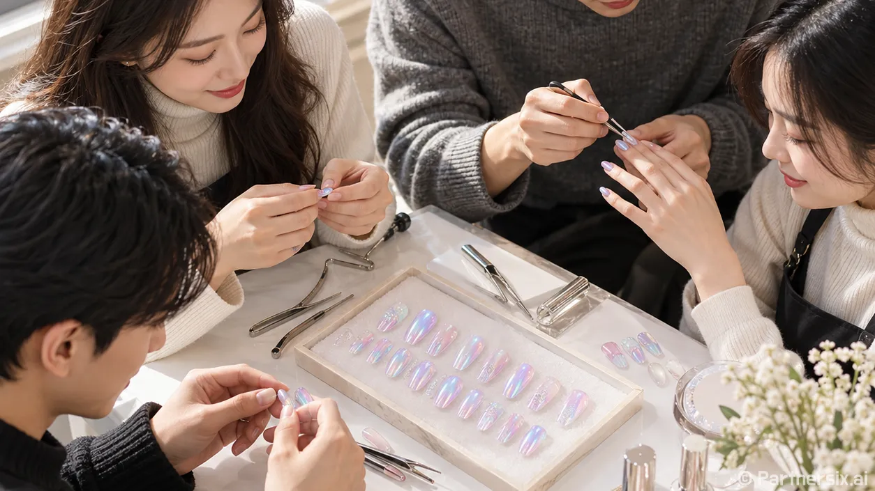 오로라 네일팁을 붙…