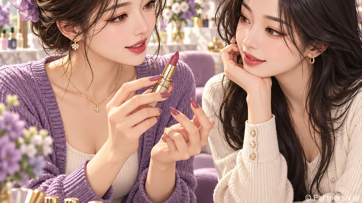 에르메스 립스틱을 손끝 옆에 놓아봤더니