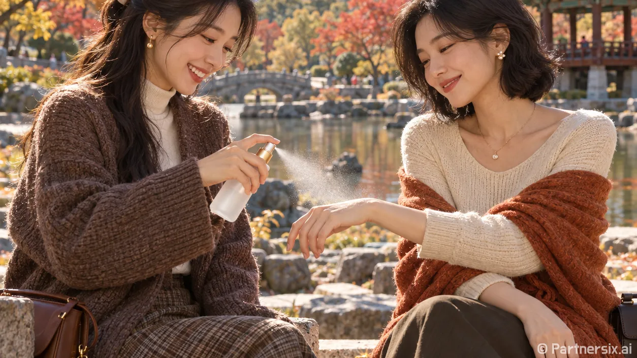 피부 진정 미스트를 손님 손등에 써봤더니