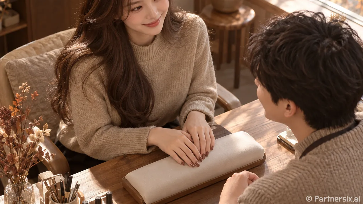 초코브라운염색 하고 온 손님의 손끝이 달라 보였다