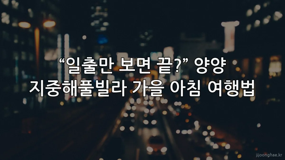 “일출만 보면 끝?” 양양 지중해풀빌라 가을 아침 여행법
