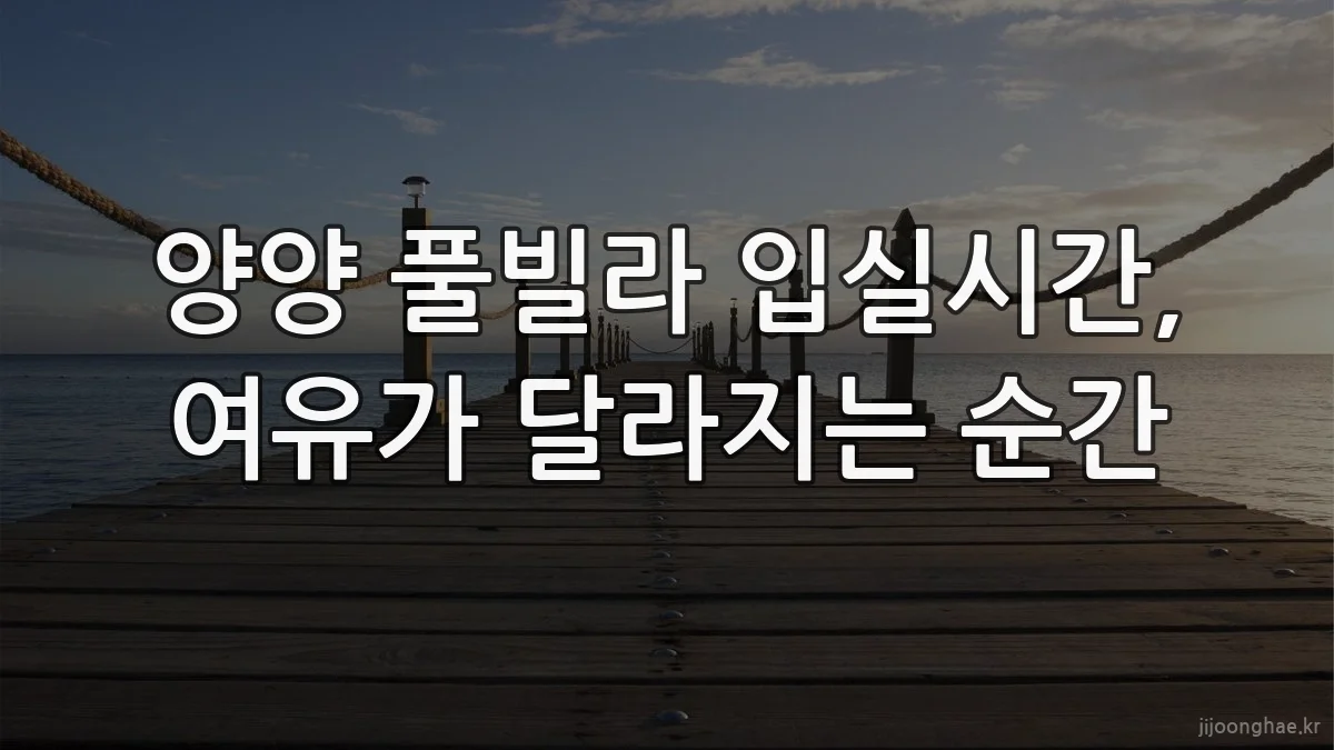 양양 풀빌라 입실시간, 여유가 달라지는 순간