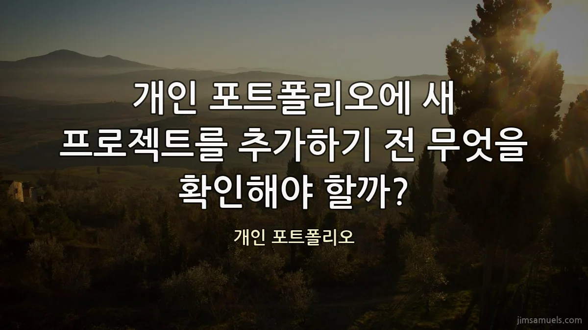 개인 포트폴리오에 새 프로젝트를 추가하기 전 무엇을 확인해야 할까?
