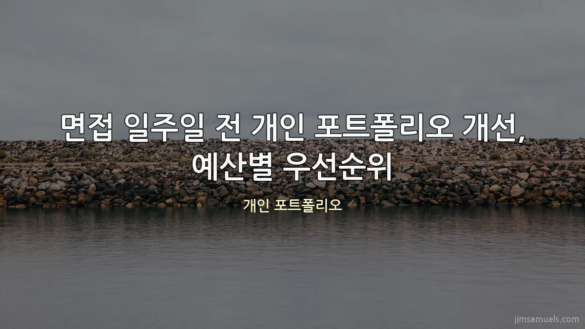 면접 일주일 전 개인 포트폴리오 개선, 예산별 우선순위
