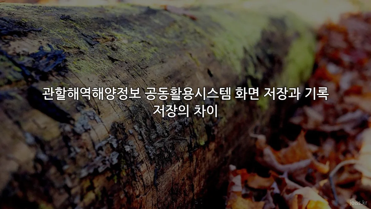 관할해역해양정보 공동활용시스템 화면 저장과 기록 저장의 차이