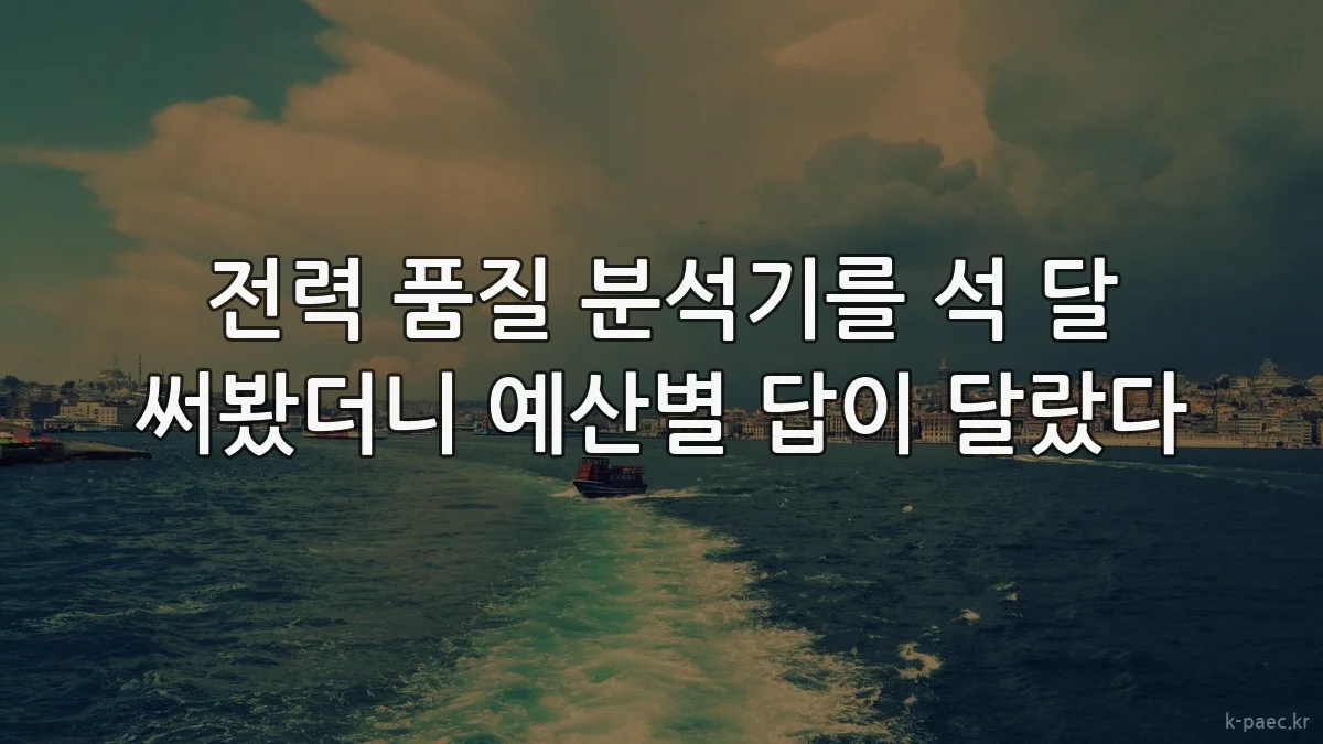 전력 품질 분석기를 석 달 써봤더니 예산별 답이 달랐다