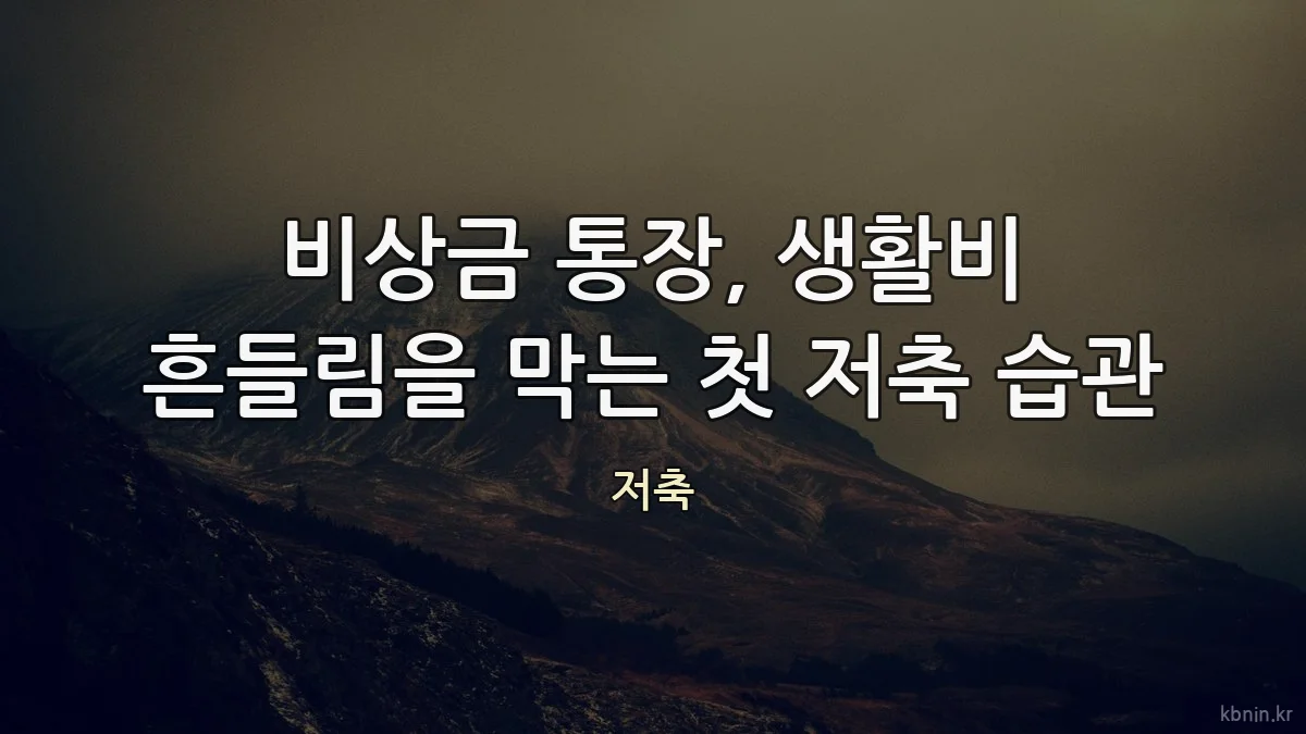 비상금 통장, 생활비 흔들림을 막는 첫 저축 습관