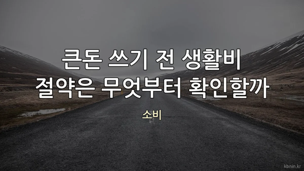 큰돈 쓰기 전 생활비 절약은 무엇부터 확인할까