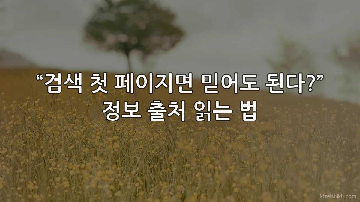 “검색 첫 페이지면 믿어도 된다?” 정보 출처 읽는 법