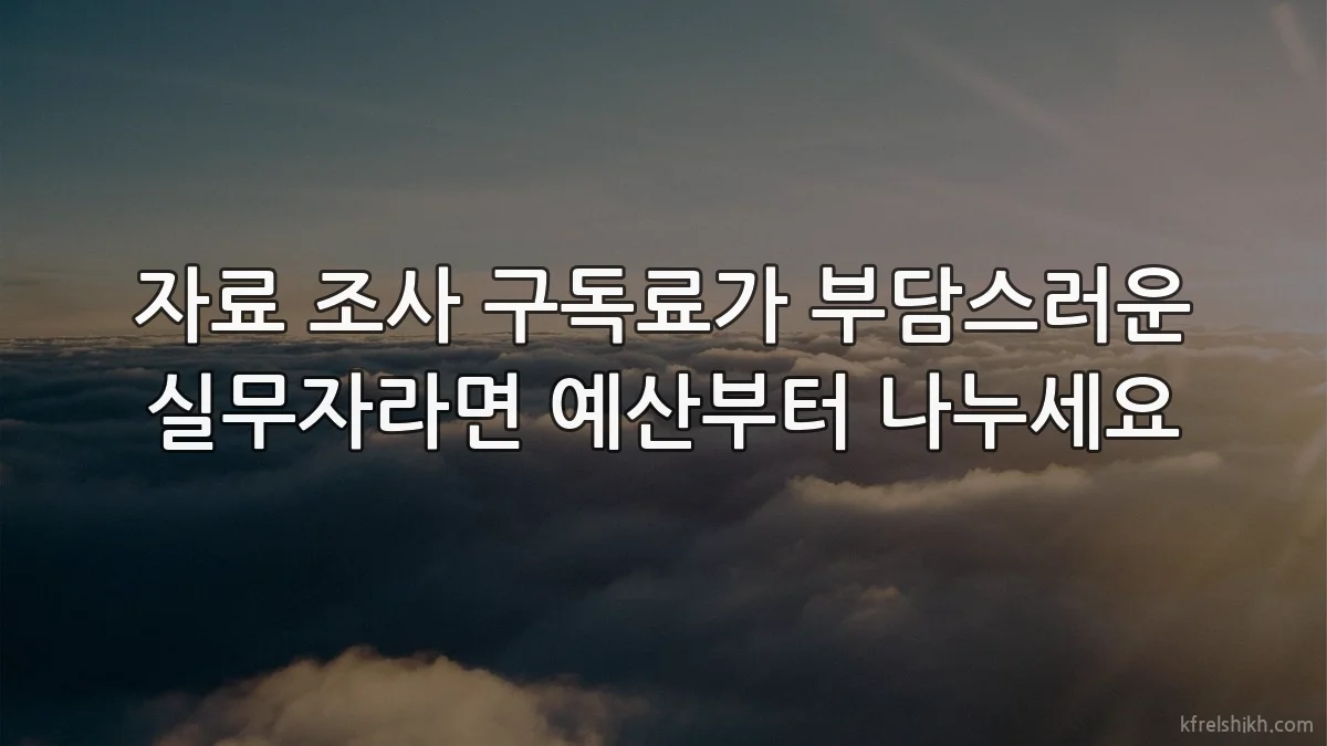 자료 조사 구독료가 부담스러운 실무자라면 예산부터 나누세요