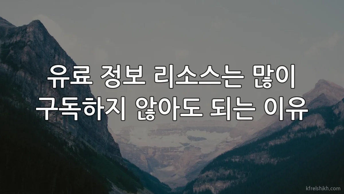 유료 정보 리소스는 많이 구독하지 않아도 되는 이유