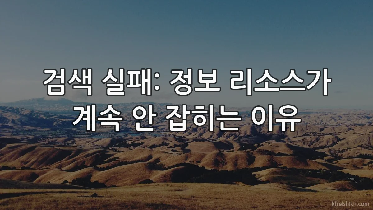 검색 실패: 정보 리소스가 계속 안 잡히는 이유