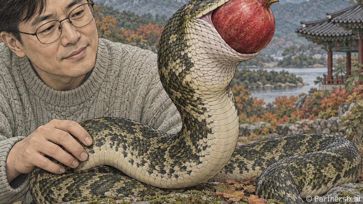 석류를 삼킨 뱀, …