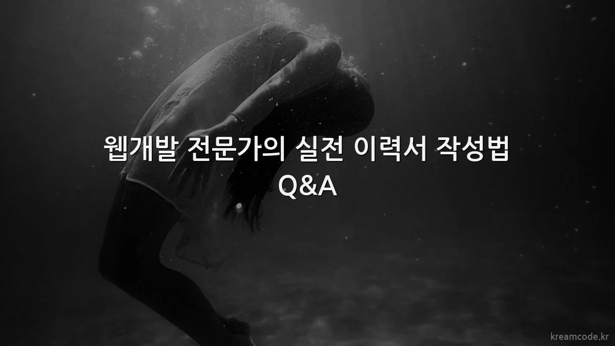 웹개발 전문가의 실전 이력서 작성법 Q&A