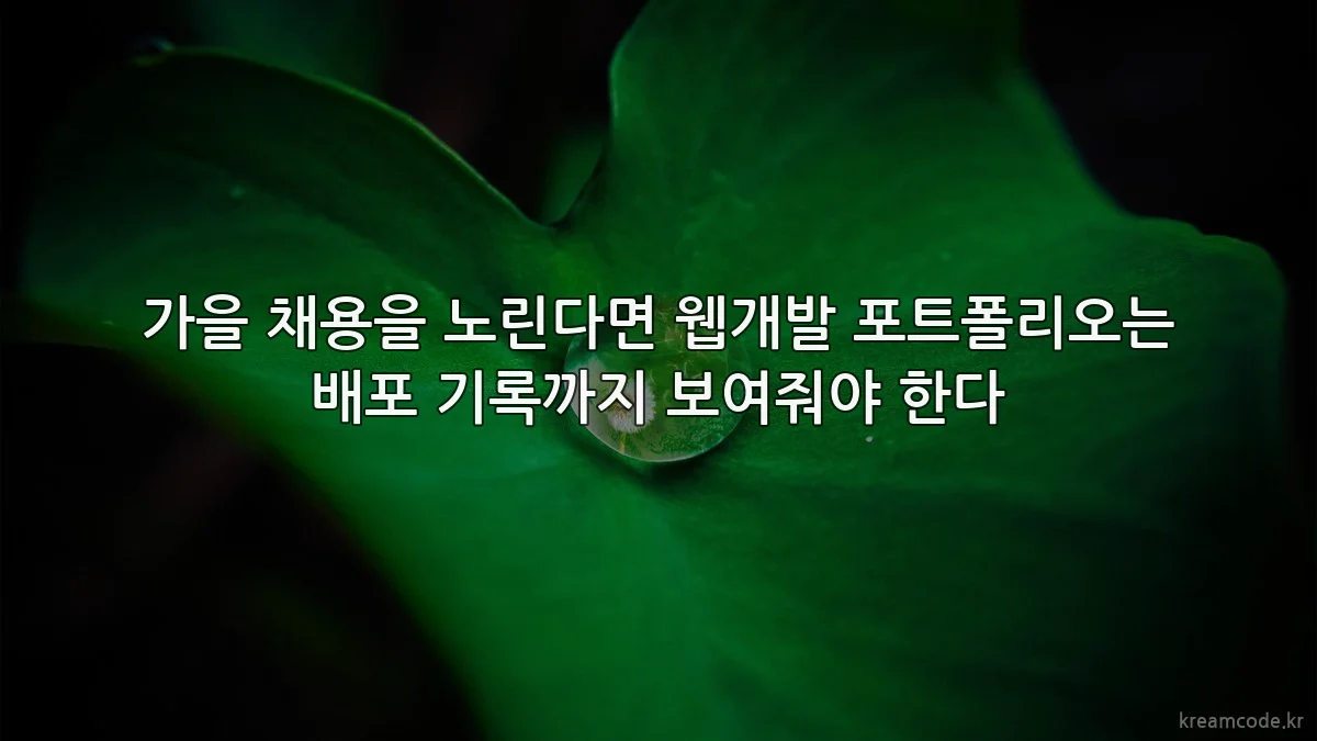 가을 채용을 노린다면 웹개발 포트폴리오는 배포 기록까지 보여줘야 한다