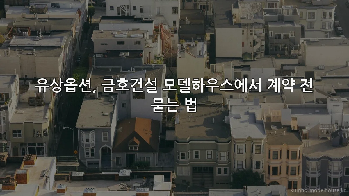유상옵션, 금호건설 모델하우스에서 계약 전 묻는 법