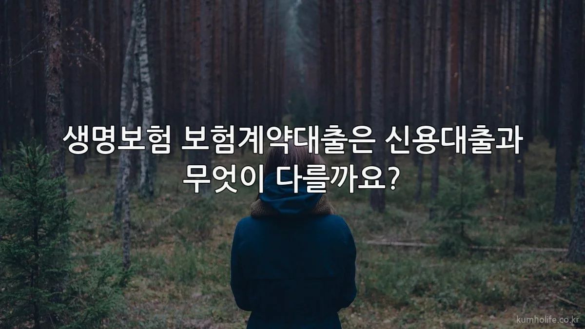 생명보험 보험계약대출은 신용대출과 무엇이 다를까요?