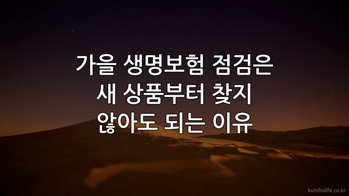 가을 생명보험 점검은 새 상품부터 찾지 않아도 되는 이유