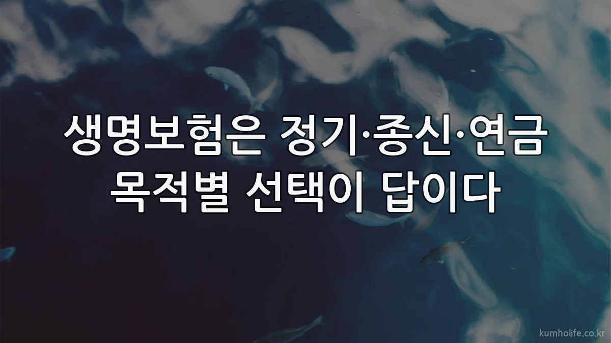 생명보험은 정기·종신·연금 목적별 선택이 답이다