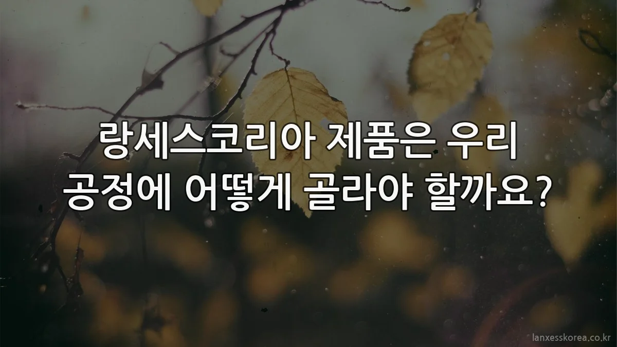 랑세스코리아 제품은 우리 공정에 어떻게 골라야 할까요?