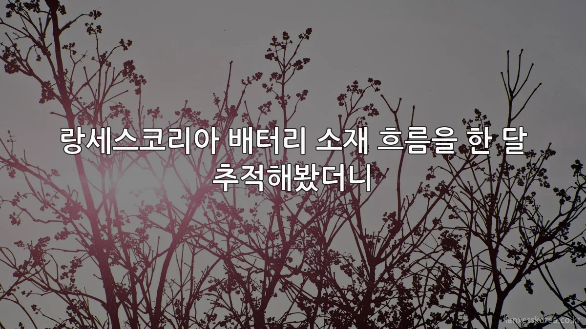 랑세스코리아 배터리 소재 흐름을 한 달 추적해봤더니