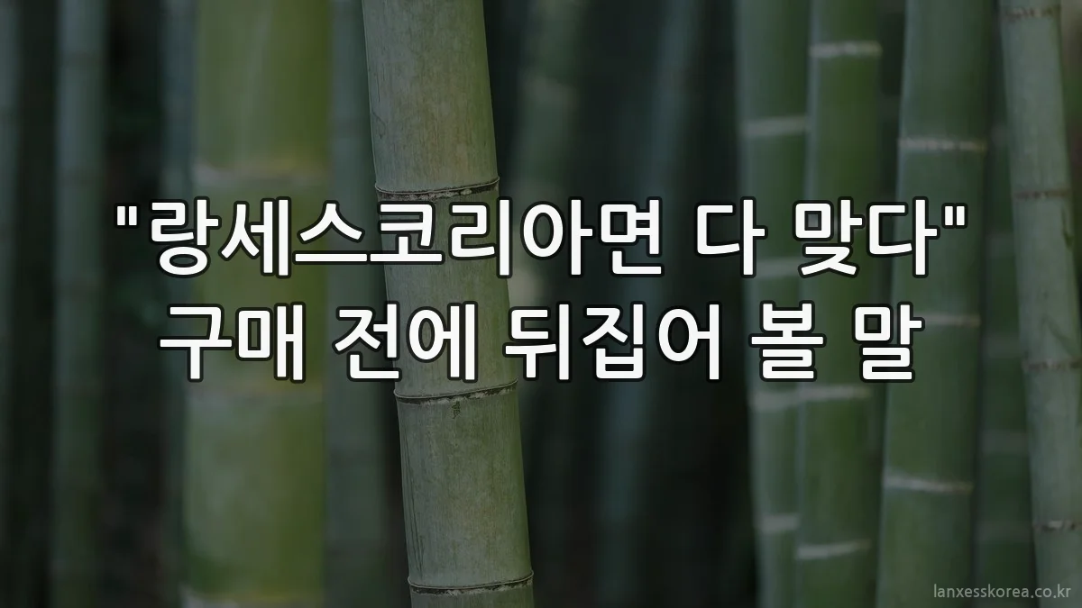 "랑세스코리아면 다 맞다" 구매 전에 뒤집어 볼 말