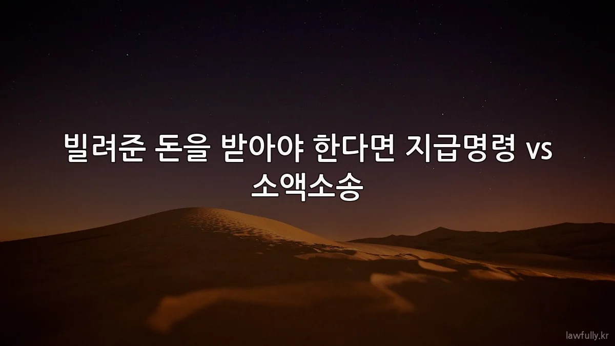 빌려준 돈을 받아야 한다면 지급명령 vs 소액소송